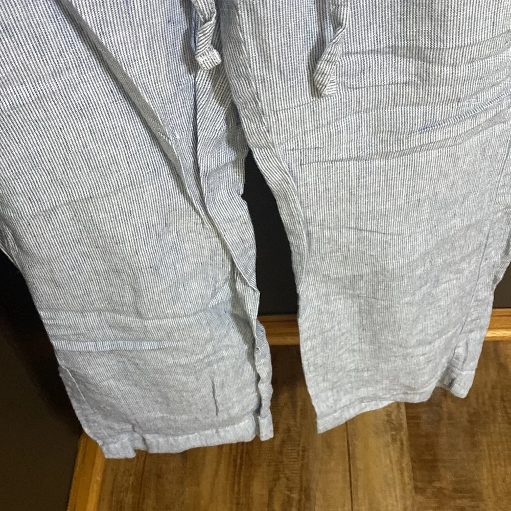Banana Republic blue and white striped linen wide leg pants size 6